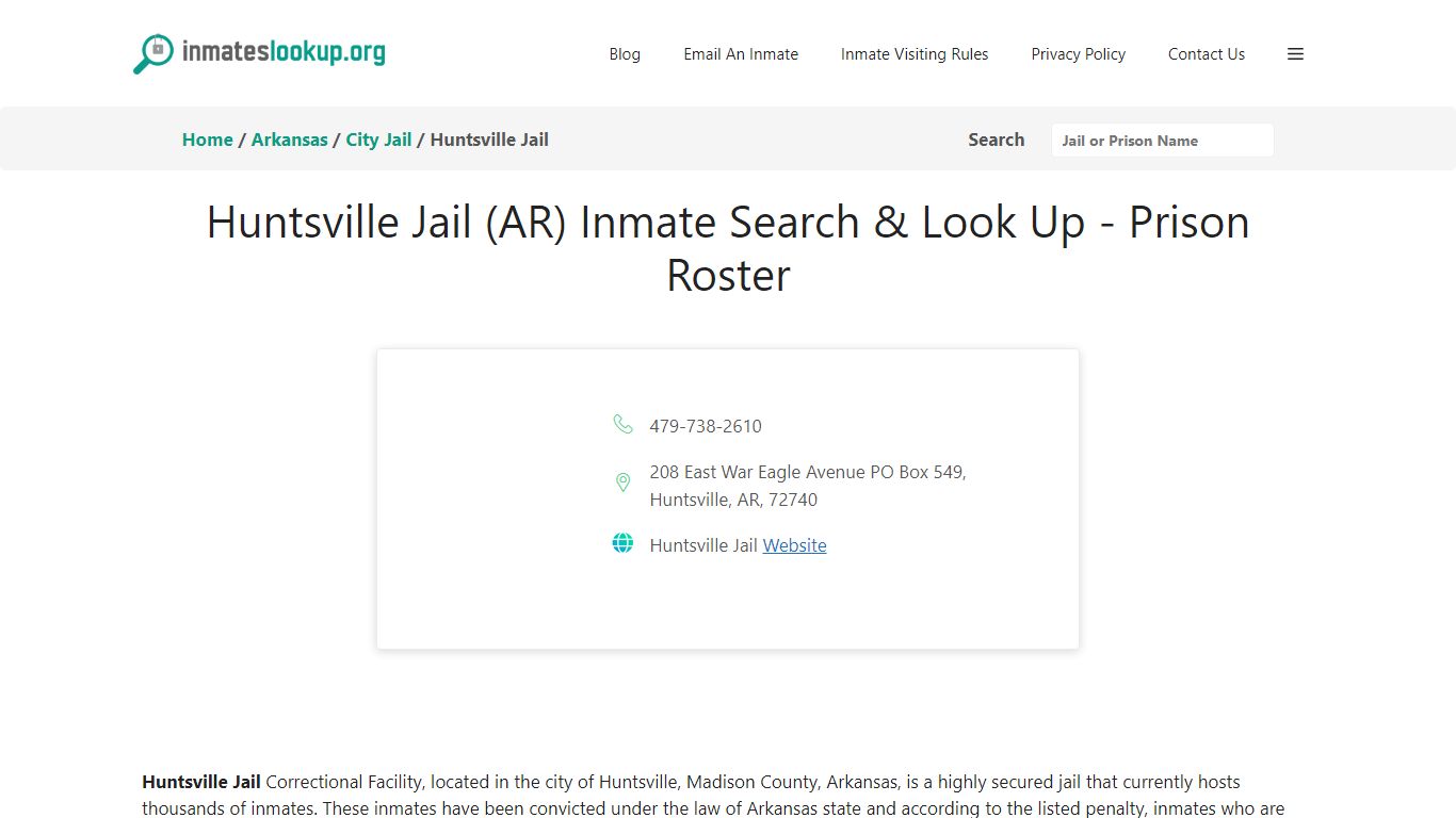 Huntsville Jail (AR) Inmate Search & Look Up - Prison Roster