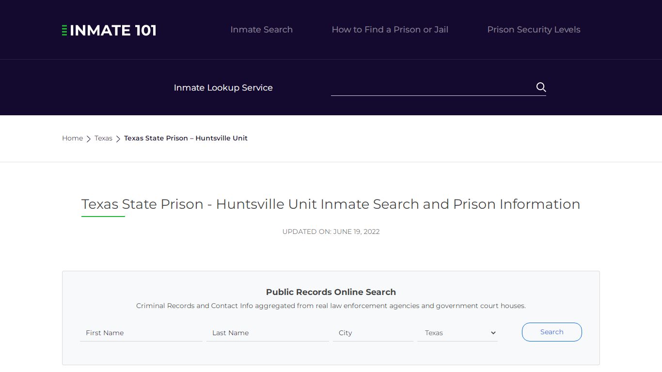 Texas State Prison - Huntsville Unit Inmate Search, Visitation, Phone ...
